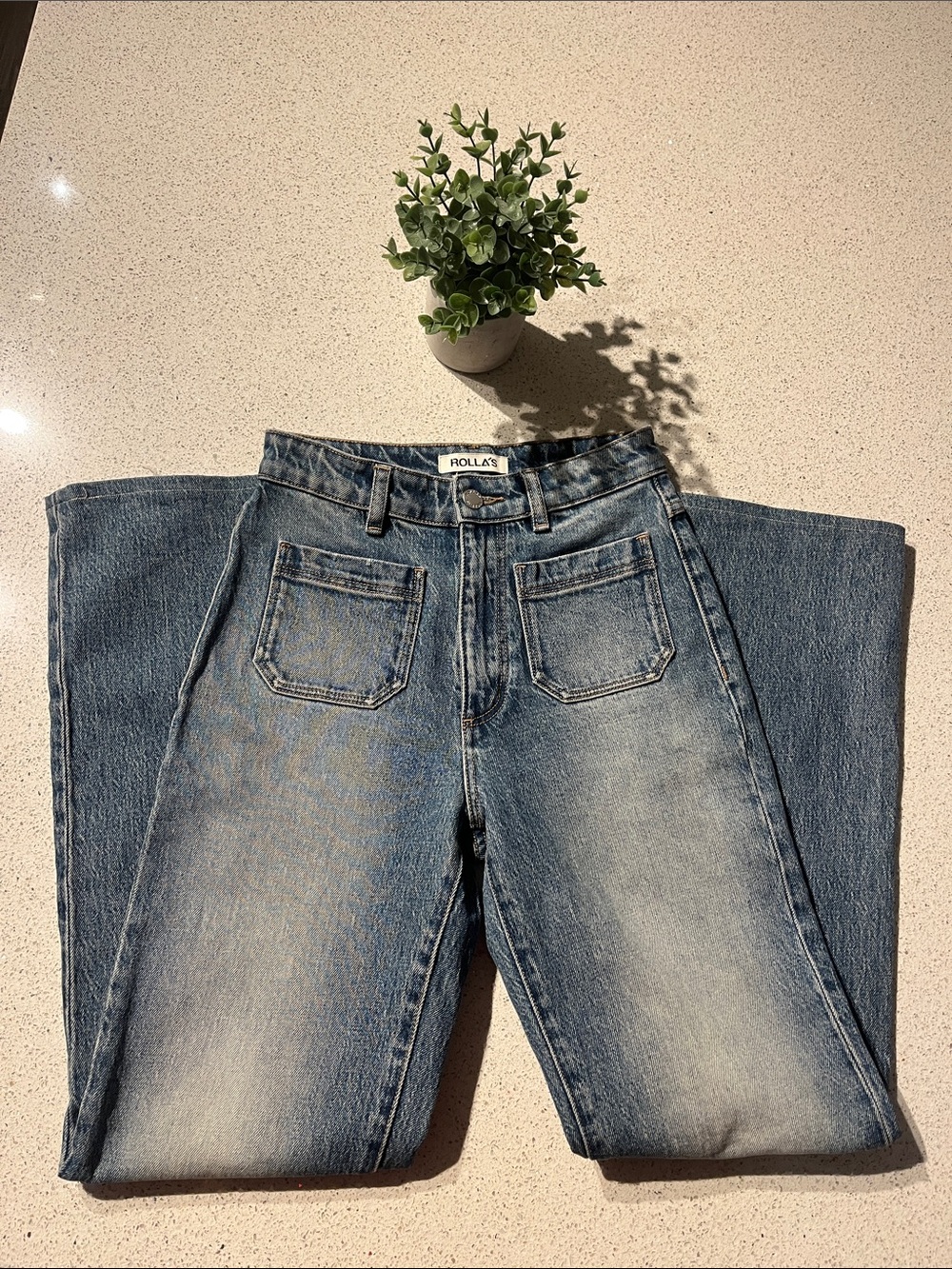 ROLLA’S Sz 24 Original High Rise Straight Jeans with Front Patch Pockets - Picture 8 of 15